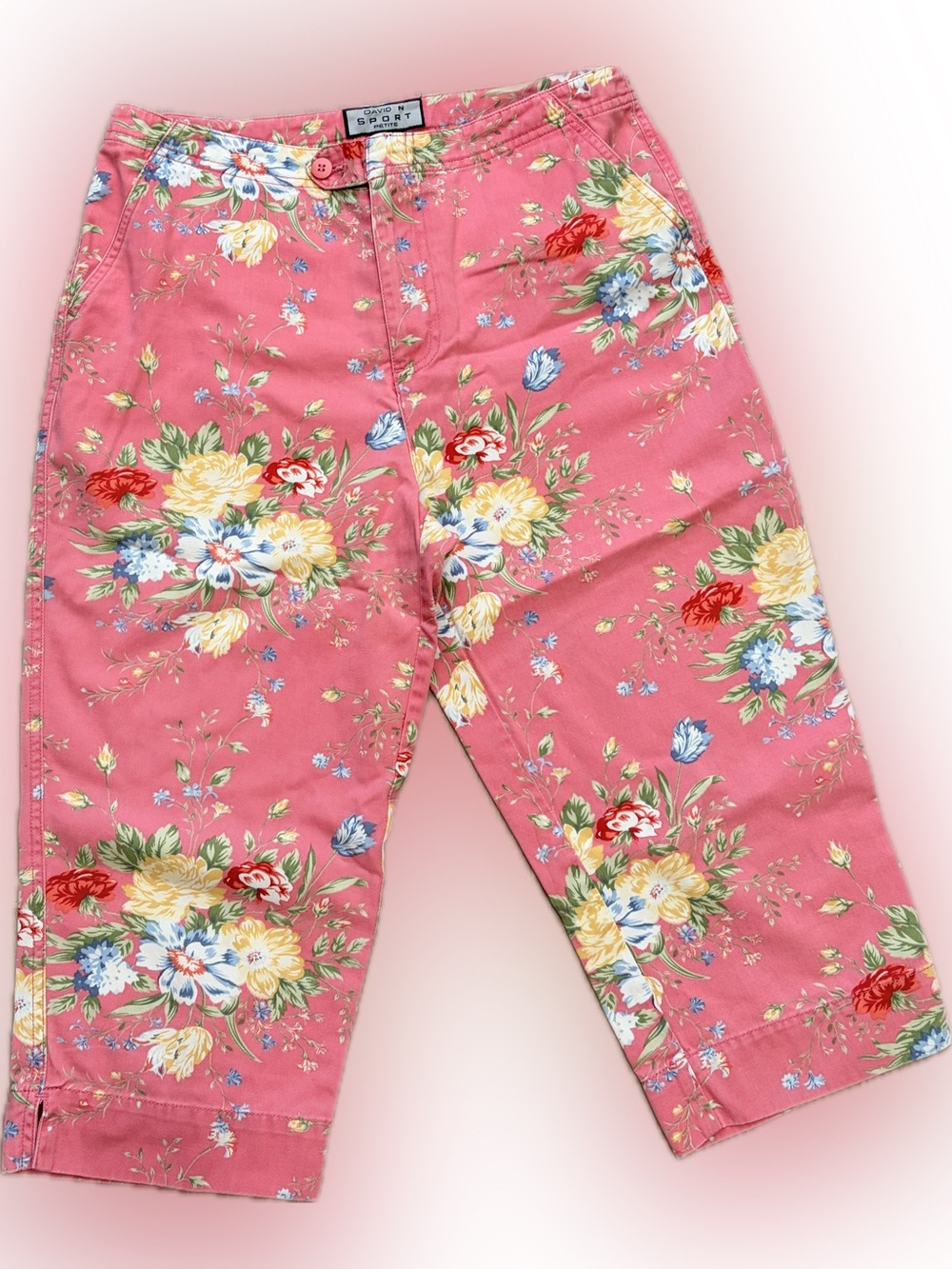 🌸💕 Vintage David N Sport Women’s Floral Pink Capri Pants 💕🌸